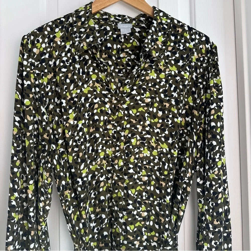 Chico's Women's Printed Maxi-Length Shirtdress EUC - Picture 3 of 6